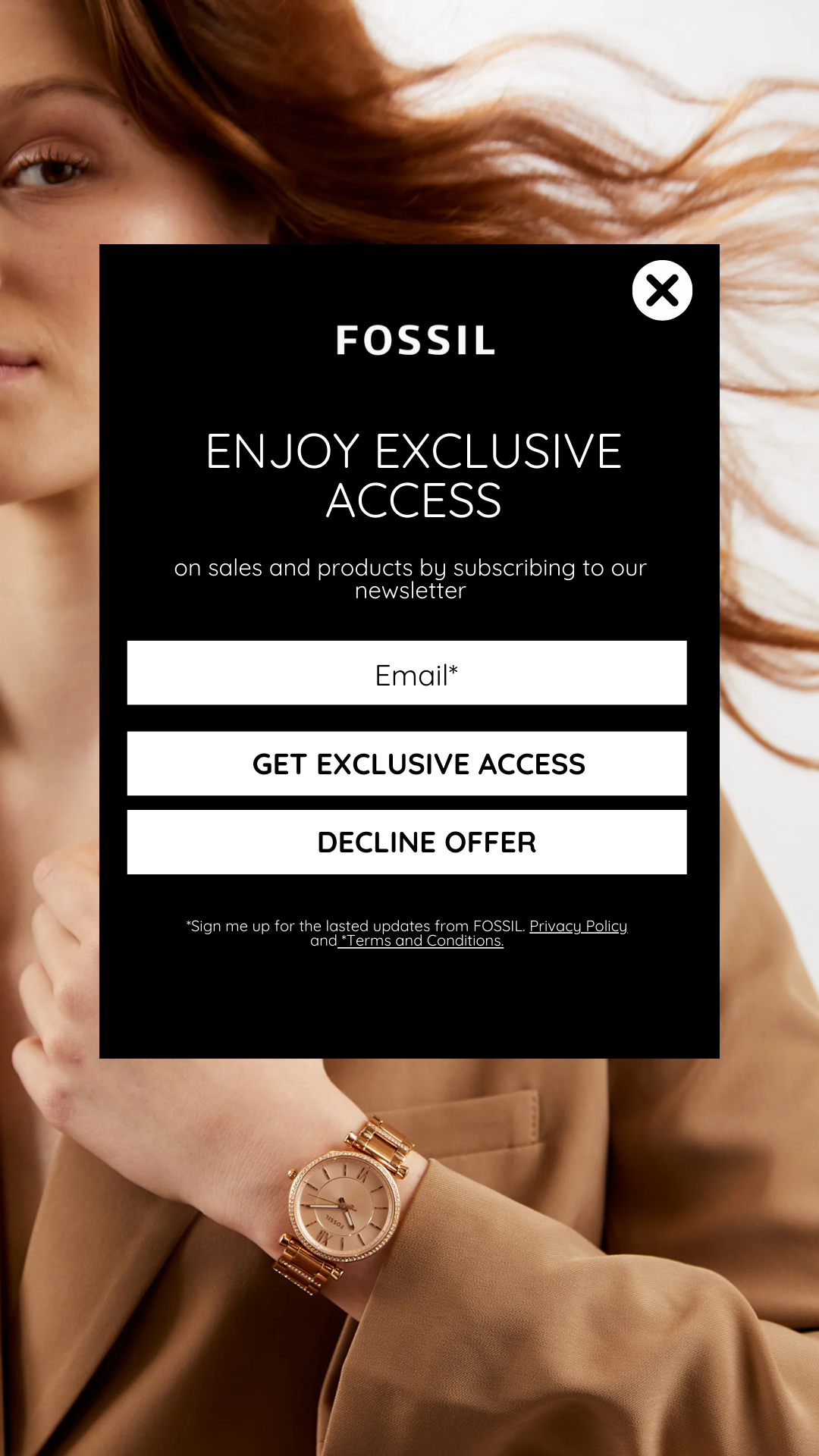 Fossil form popup for mobile